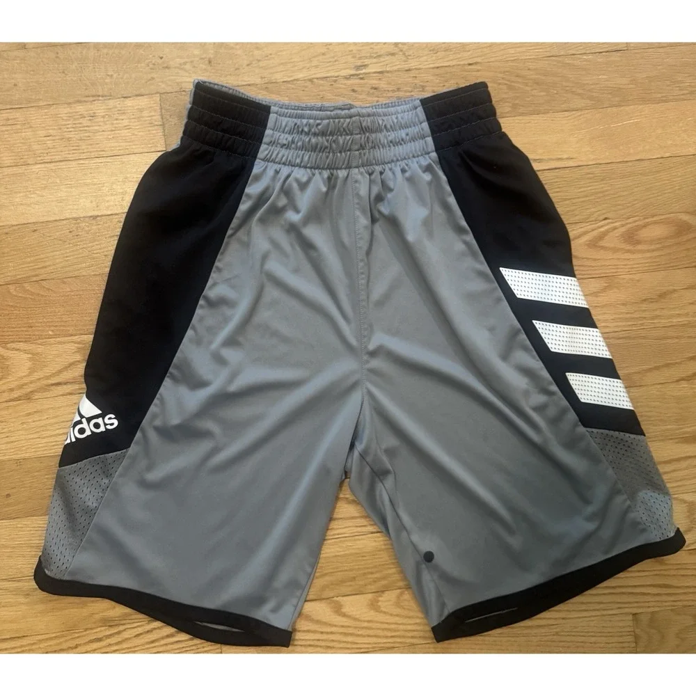 adidas Men's Basketball Mesh Shorts Colorblock Gray/Black/White M Elastic